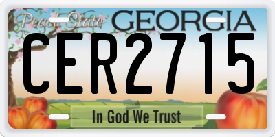 GA license plate CER2715