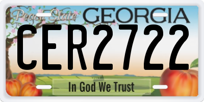 GA license plate CER2722