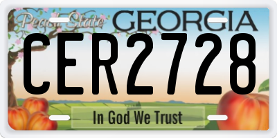 GA license plate CER2728