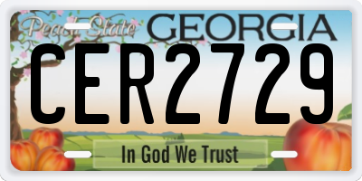 GA license plate CER2729