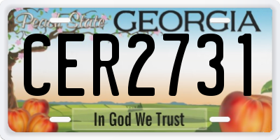 GA license plate CER2731