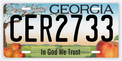 GA license plate CER2733