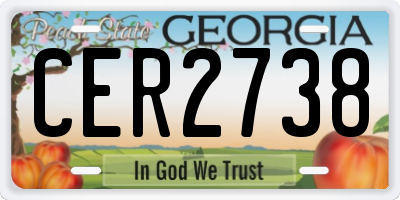 GA license plate CER2738