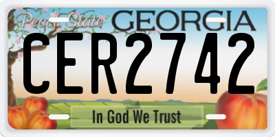 GA license plate CER2742