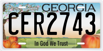 GA license plate CER2743