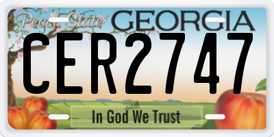 GA license plate CER2747