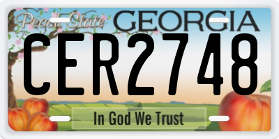 GA license plate CER2748