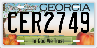 GA license plate CER2749