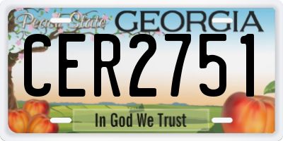 GA license plate CER2751