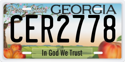 GA license plate CER2778