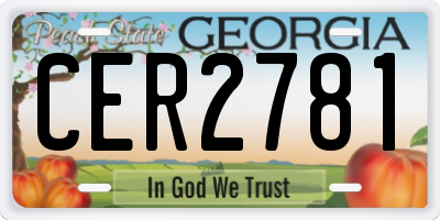GA license plate CER2781