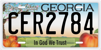 GA license plate CER2784