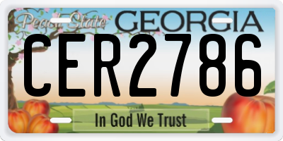 GA license plate CER2786