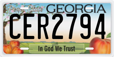 GA license plate CER2794