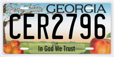 GA license plate CER2796
