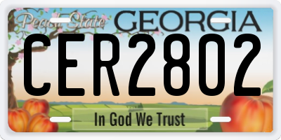 GA license plate CER2802