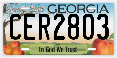 GA license plate CER2803