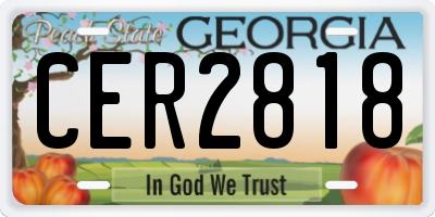 GA license plate CER2818