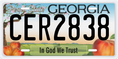 GA license plate CER2838