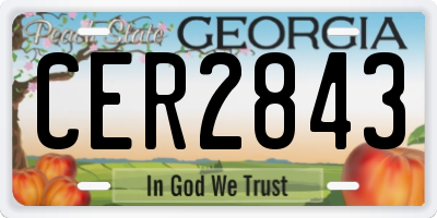 GA license plate CER2843