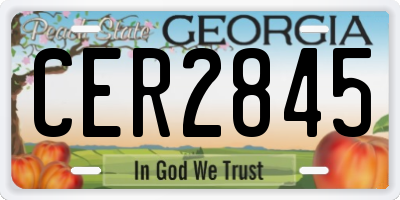 GA license plate CER2845