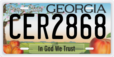 GA license plate CER2868