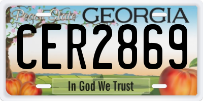 GA license plate CER2869