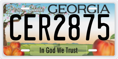 GA license plate CER2875