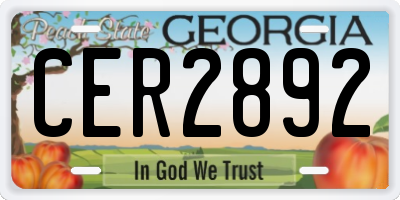 GA license plate CER2892