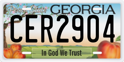 GA license plate CER2904