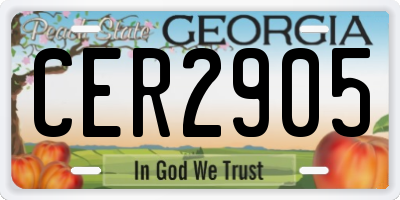 GA license plate CER2905