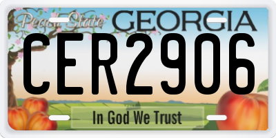 GA license plate CER2906