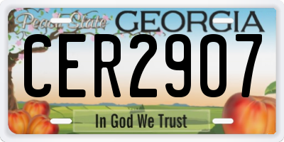 GA license plate CER2907