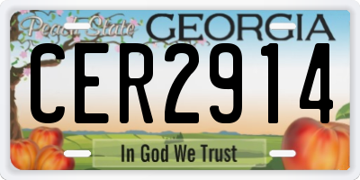 GA license plate CER2914