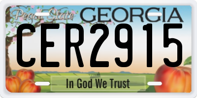 GA license plate CER2915