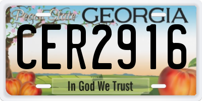 GA license plate CER2916
