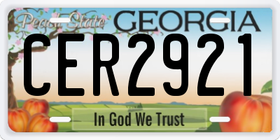 GA license plate CER2921