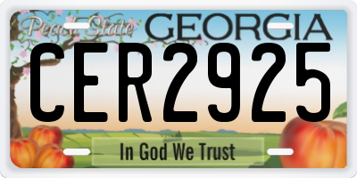 GA license plate CER2925