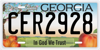 GA license plate CER2928