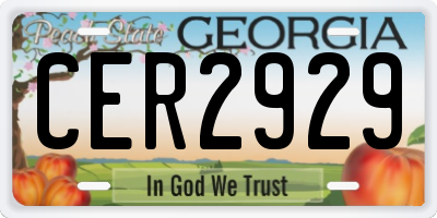 GA license plate CER2929