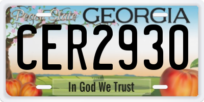GA license plate CER2930