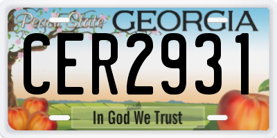 GA license plate CER2931