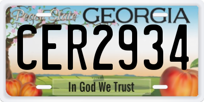 GA license plate CER2934