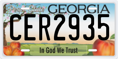 GA license plate CER2935