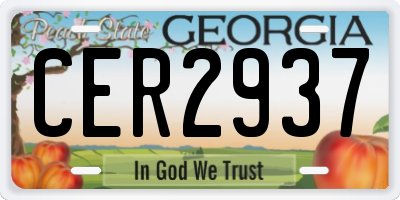 GA license plate CER2937