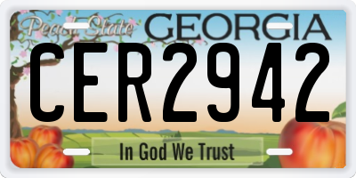 GA license plate CER2942