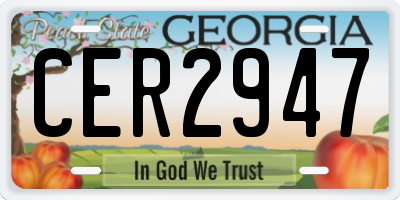 GA license plate CER2947
