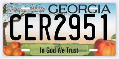 GA license plate CER2951