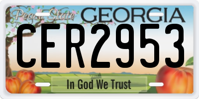 GA license plate CER2953