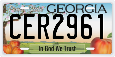 GA license plate CER2961